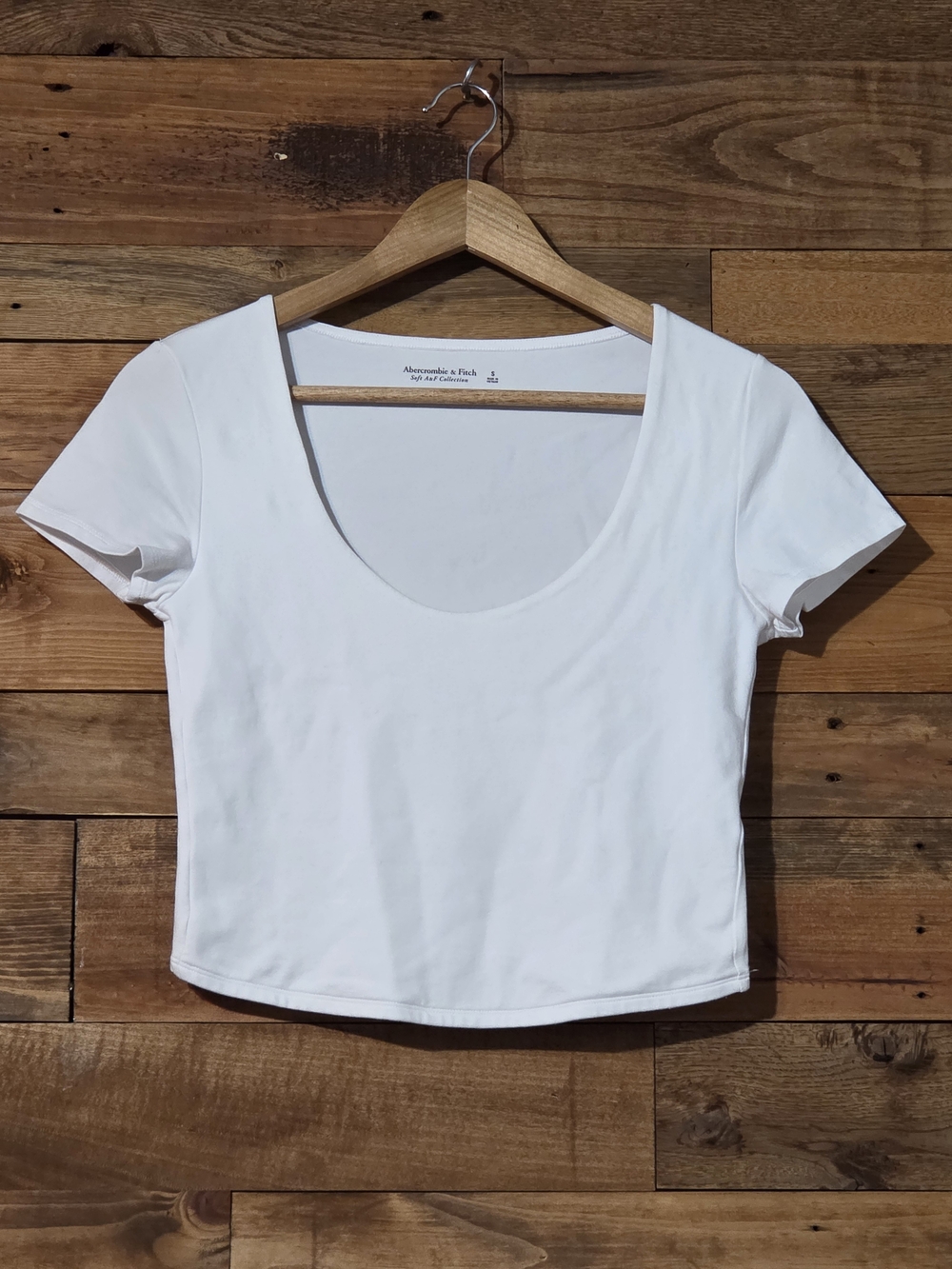 Abercrombie & Fitch Soft A&F White Cropped Top S Scoop Neck Y2K Baby Tee